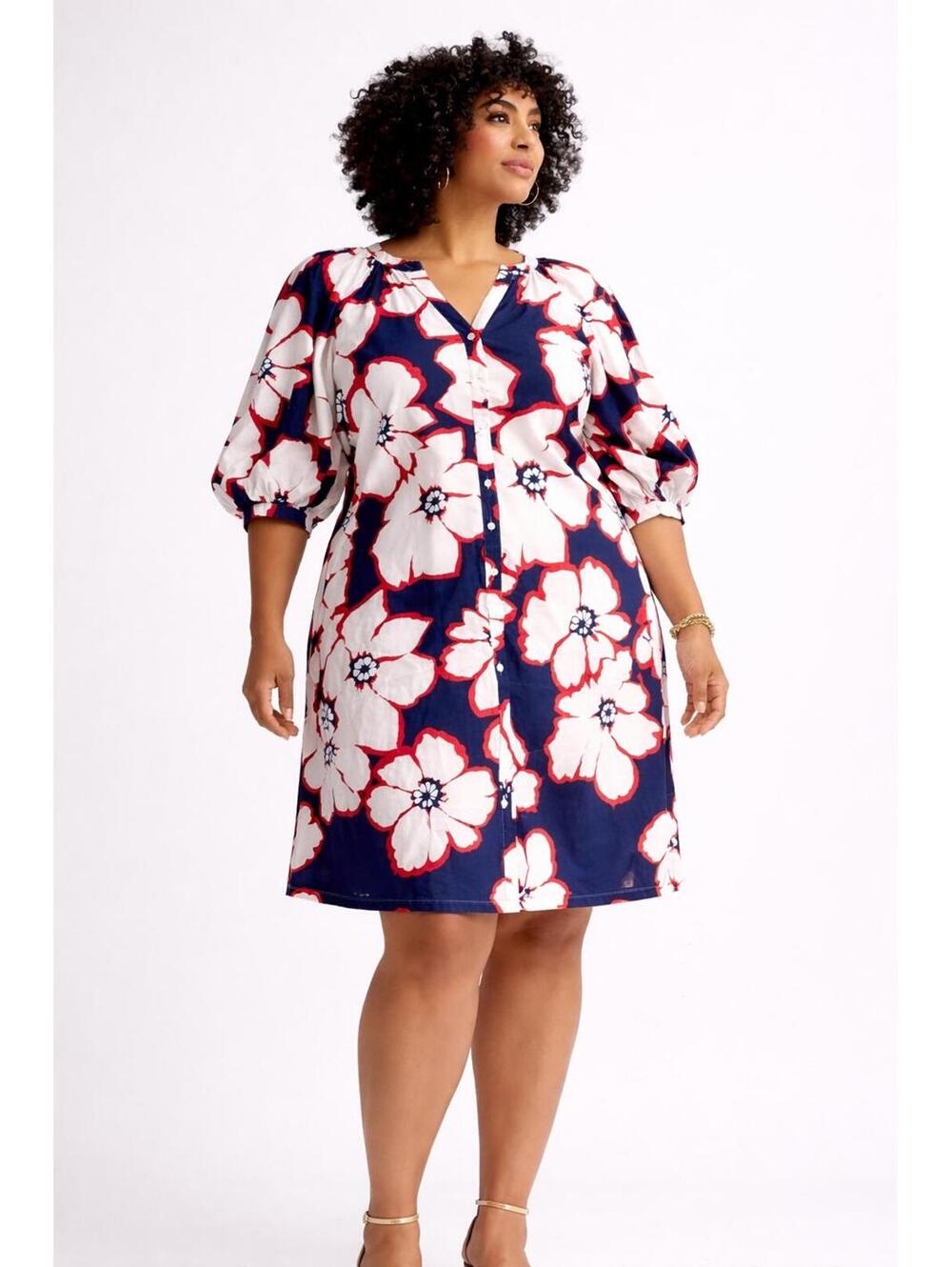 387 NWT Sonoma XXL Flora 25" ptp $40 MSRP Mini Dress Puff Sleeves R0000387
